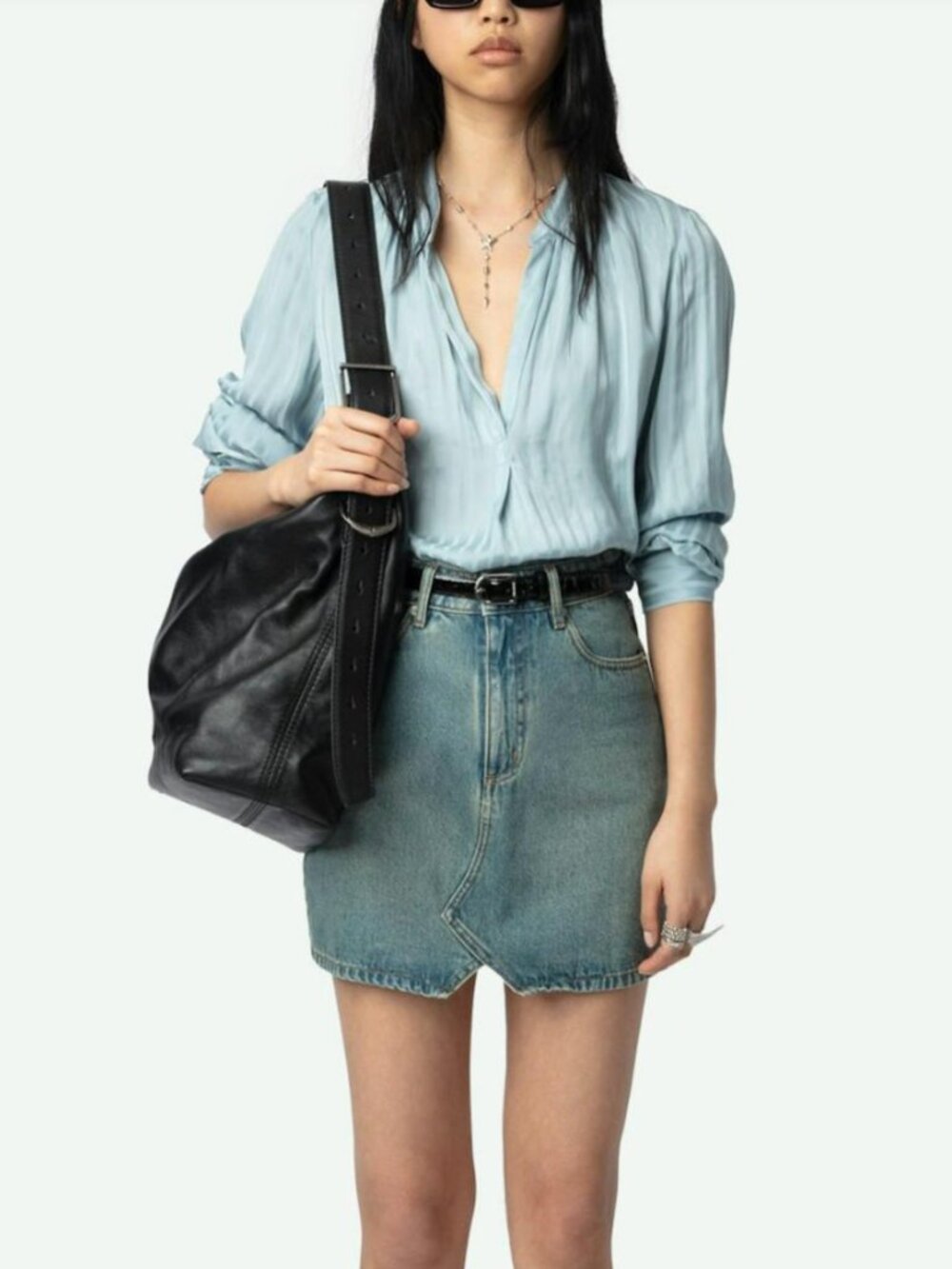 NWT Zadig & Voltaire Asymmetrical Denim Mini Skirt Size S 34 BTC